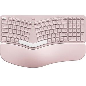 Nulea RT05 Wireless Ergonomic Split Keyboard Wrist Rest Bluetooth USB-C Pink New